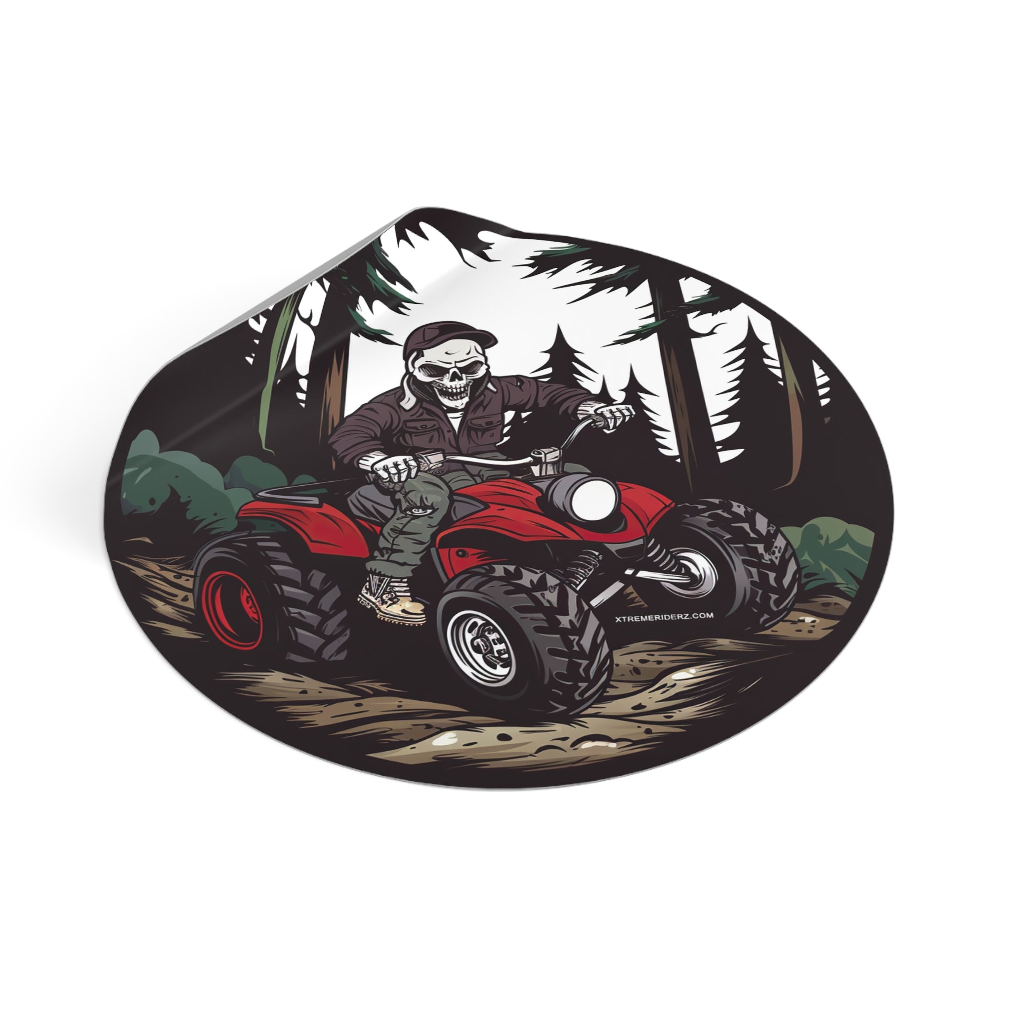 Skeleton on ATV- Xtreme Riderz- Round Vinyl Stickers